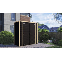 Gartenschrank aus Holz mit Doppeltür im Außenbereich
