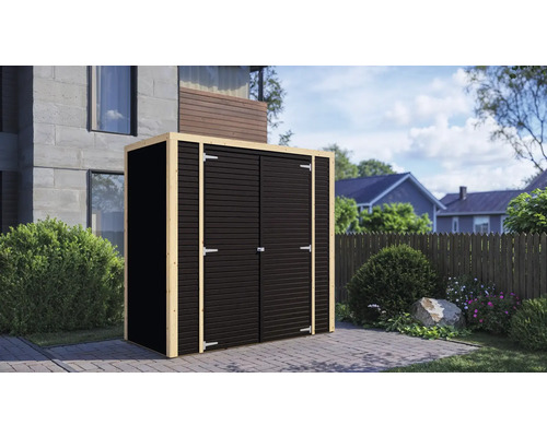 Gartenschrank aus Holz mit Doppeltür im Außenbereich