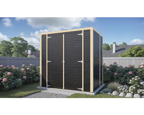 Gartenschrank aus Holz mit Doppeltür auf Rasen