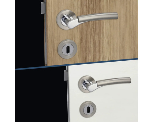 Garniture de porte avec poignée de porte et trou de serrure pour portes intérieures