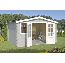 Gartenhaus mit Doppeltür und Fenster im Garten