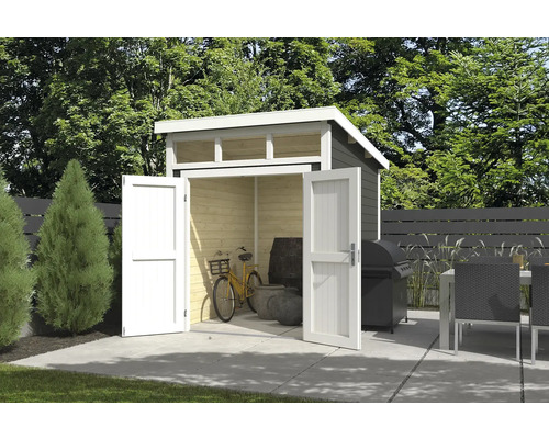 Gartenhaus Outdoor Life Kibo 2 220 x 273,8 cm graugrün Holzgartenhaus mit Doppeltür im Garten