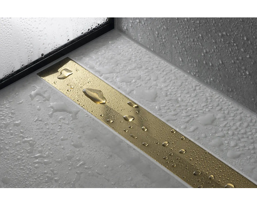 Badezimmer mit Duschrinne aus Metall