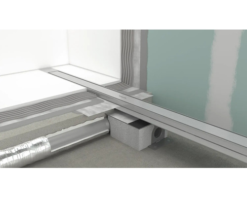 Bodenebene Dusche mit Ablaufrinne im Badezimmer