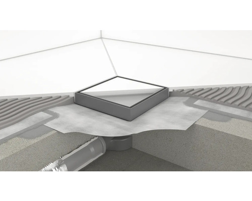 Évacuation de douche carrée avec construction de plancher dans la salle de bain