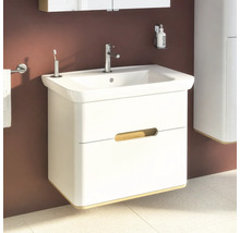 Waschtischunterschrank mit Waschbecken, Armatur und Schublade im Badezimmer