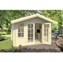 Holzgartenhaus mit Glastür und Fenster für den Garten