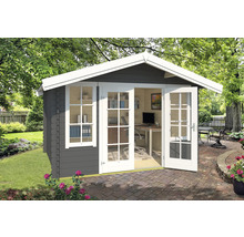 Gartenhaus mit Büroausstattung im Garten