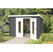 Gartenhaus mit Doppeltür und Fenstern zur Aufbewahrung von Gartengeräten