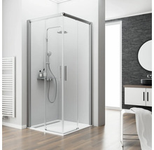 Eckeinstieg mit Gleittür/Schiebetür SCHULTE Kristall/Trend 90 x 120 cm Profil aluminium Klarglas Reversibel ohne unteres Profil