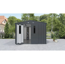 Metall Gerätehaus mit Doppeltür in einem Garten