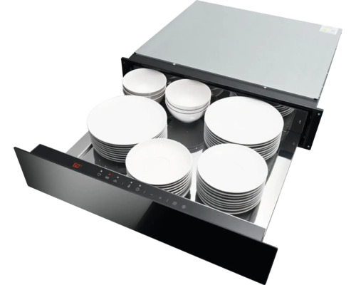 Wärmeschublade mit Geschirr