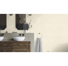 Badezimmer mit Waschbecken, Spiegeln und Handtuchhalter