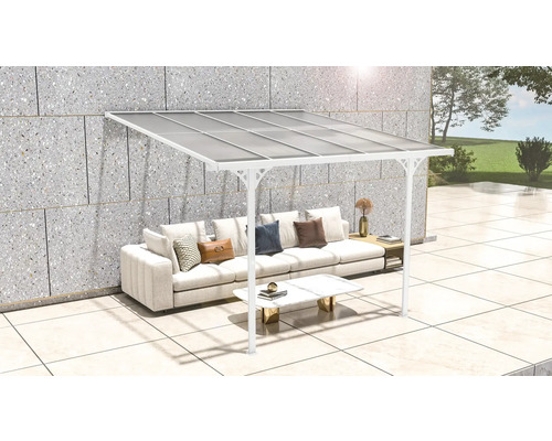 Terrassenüberdachung mit Möbeln auf einer Terrasse