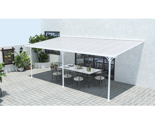 Pergola avec table et chaises à l''extérieur.