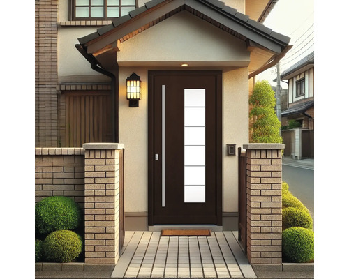 Eingangsbereich eines Hauses mit Haustür mit Glaseinsatz