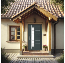 Entrée d''une maison avec une porte d''entrée moderne avec insert en verre.