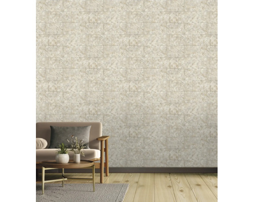 Wandgestaltung mit Fliesen in Steinoptik im Wohnzimmer