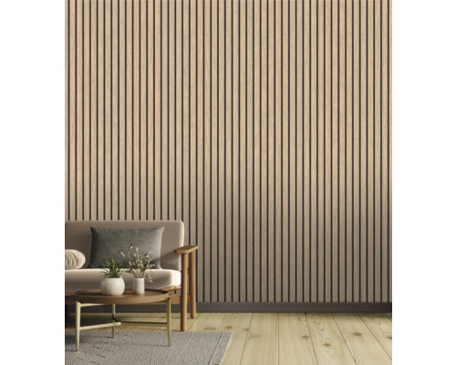 Salon avec mur en panneaux de bois