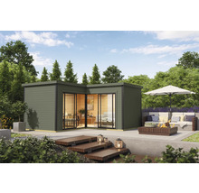 Abri de jardin avec terrasse et coin salon extérieur