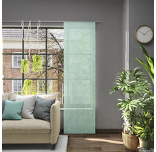 Wohnzimmer mit Sofa, Zimmerpflanzen, Uhr und Schiebevorhang