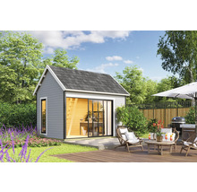 Abri de jardin avec terrasse et mobilier de jardin à l'extérieur