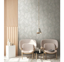 Vliestapete 38638-4 Natural Living Dschungelblätter grau