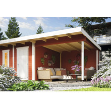 Gartenhaus mit Terrasse, Möbeln und Dekoration