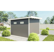 Gartenhaus mit Flachdach und horizontaler Holzverkleidung