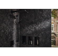 Douche à l''italienne avec douche de tête, douchette à main et niches murales de rangement