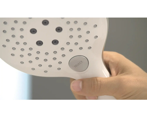 Handbrause mit Select Taste in der Hand