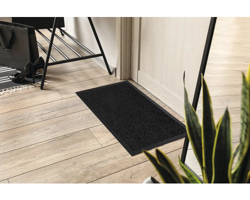 Tapis de sol dans l''entrée sur un plancher en bois