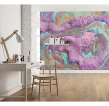 Bureau avec bureau, chaise et papier peint photo au design abstrait