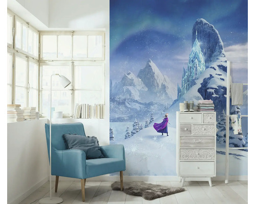 Dekoréiert Zëmmer mat Fototapete mat Wanterlandschaft