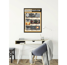 Poster mit einer Anleitung zum Besiegen des Todessterns hängt über einem Schreibtisch.