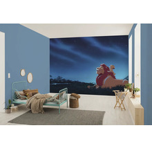 Chambre d''enfant avec une fresque murale du Roi Lion, un lit et de la décoration