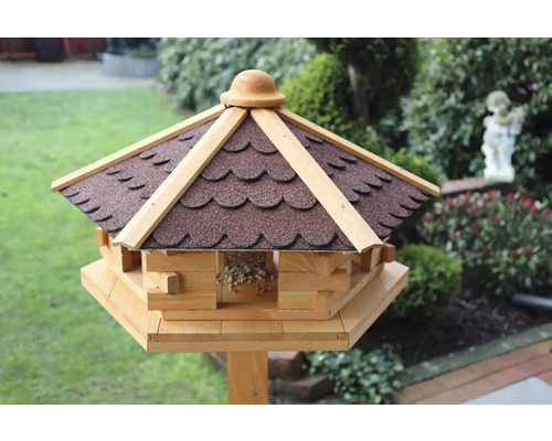 Mangeoire en bois avec toit en bitume pour le jardin