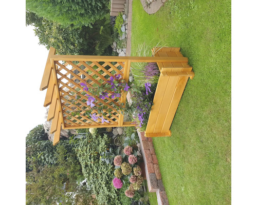 Bac pour plantes grimpantes en bois avec pergola 65 x 112 x 139 cm marron