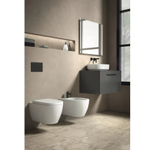 Badezimmer mit Toilette, Bidet, Waschtisch und Spiegel in modernem Design