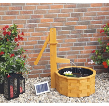 Fontaine de jardin en bois avec panneau solaire et pompe à eau décorative