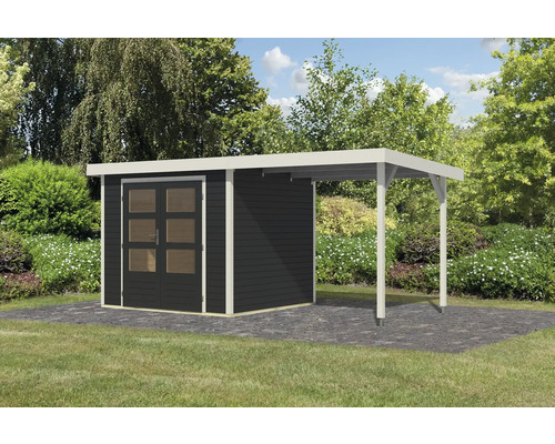 Abri de jardin en bois avec toit dans le jardin