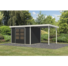 Holzgartenhaus mit Anbau im Garten