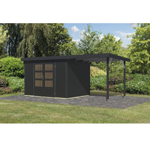 Gartenhaus aus Holz mit Anbau im Garten