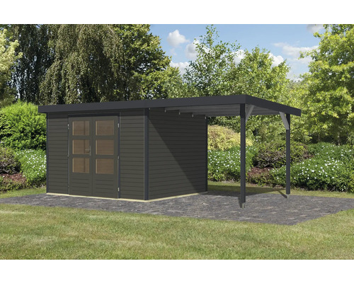Abri de jardin avec annexe dans le jardin