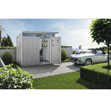 Gartenhaus Biohort AvantGarde Einzeltür Gr. A7 inkl. Regal und Werkzeughalter 260 x 300 cm silber-metallic