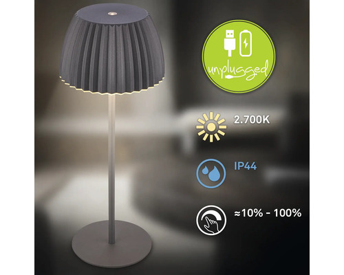 Lampe de table avec abat-jour et symboles d''intensité lumineuse