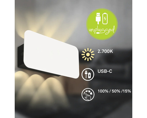 Applique murale avec 2700 Kelvin, connexion USB-C et fonction de variation