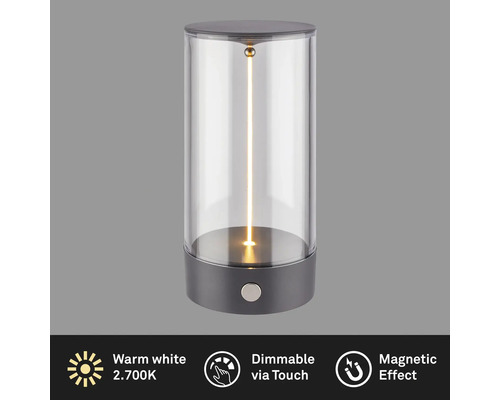 Tischleuchte mit warmweißem Licht, dimmbar per Touchfunktion und magnetischem Effekt