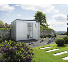 Gartenhaus Biohort AvantGarde Doppeltür Gr. A6 inkl. Regal und Werkzeughalter 260 x 260 cm silber-metallic