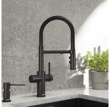 Robinet de cuisine avec bec haut et distributeur de savon